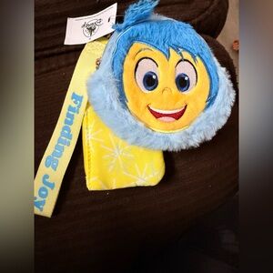 Disney Yellow and Blue Joy Plush Wristlet Pouch